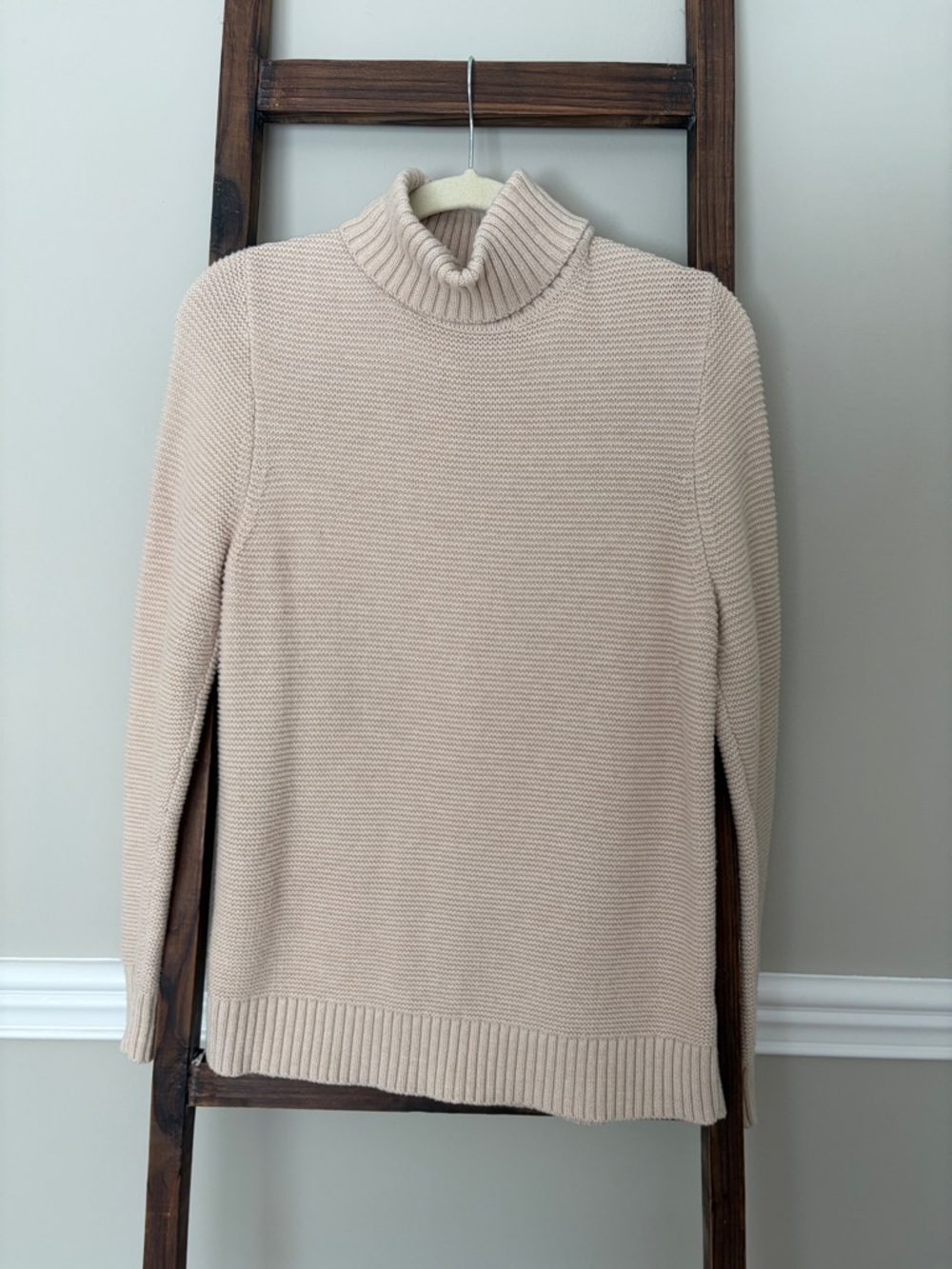 J. Crew Cream Ribbed Turtleneck Sweater